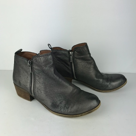LUCKY BRAND Basel silver pewter zip ankle toot, 9 - Picture 1 of 8